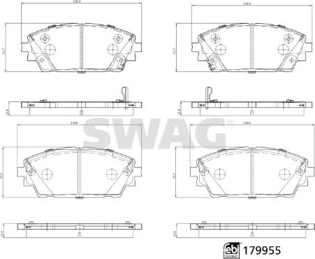 Swag 33 10 5574 - Bremžu uzliku kompl., Disku bremzes www.autospares.lv