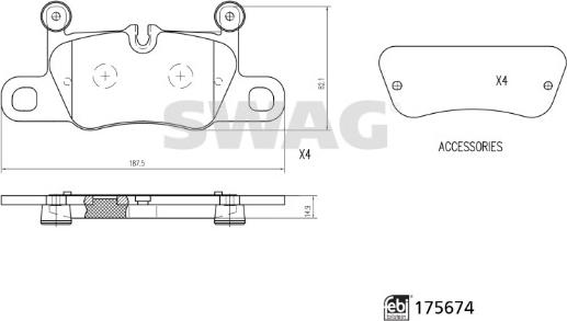 Swag 33 10 5236 - Bremžu uzliku kompl., Disku bremzes www.autospares.lv