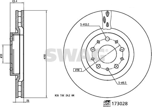 Swag 33 10 1591 - Bremžu diski www.autospares.lv