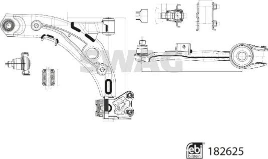 Swag 33 10 8695 - Neatkarīgās balstiekārtas svira, Riteņa piekare www.autospares.lv