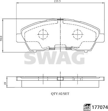 Swag 33 10 7496 - Bremžu uzliku kompl., Disku bremzes www.autospares.lv