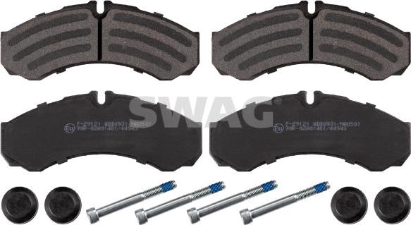 Swag 33 10 7492 - Тормозные колодки, дисковые, комплект www.autospares.lv