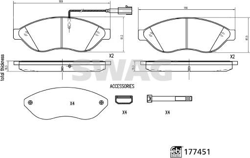 Swag 33 10 7381 - Bremžu uzliku kompl., Disku bremzes autospares.lv