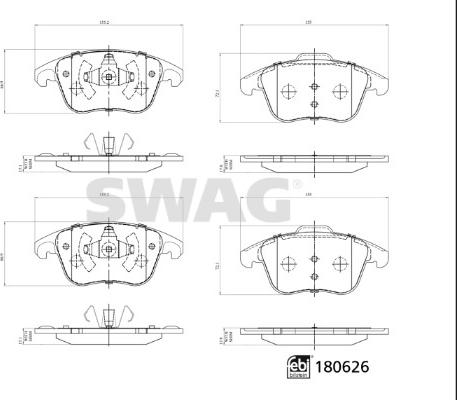 Swag 33 10 7796 - Bremžu uzliku kompl., Disku bremzes autospares.lv