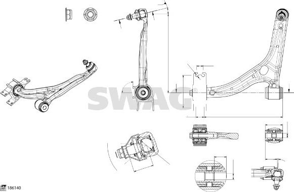 Swag 33 11 0265 - Neatkarīgās balstiekārtas svira, Riteņa piekare www.autospares.lv