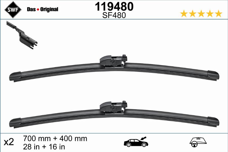 SWF 119480 - Stikla tīrītāja slotiņa autospares.lv