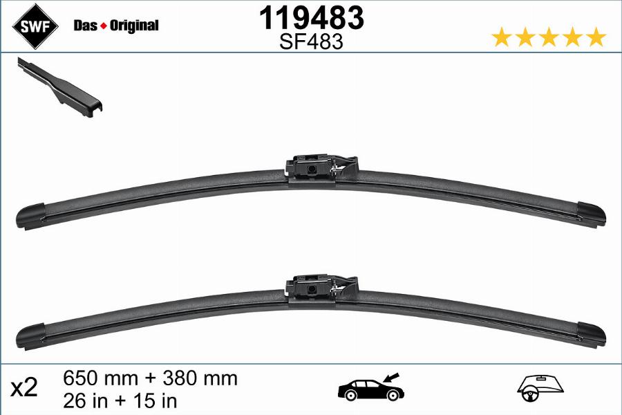 SWF 119483 - Stikla tīrītāja slotiņa autospares.lv