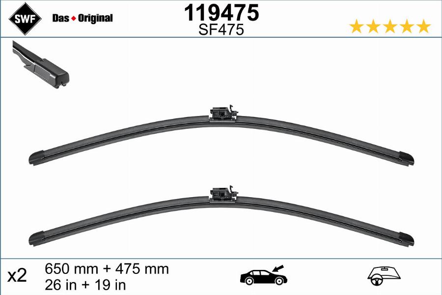 SWF 119475 - Stikla tīrītāja slotiņa www.autospares.lv