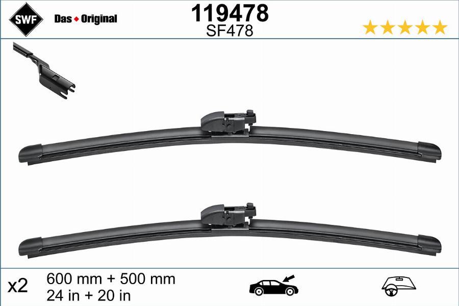 SWF 119478 - Stikla tīrītāja slotiņa autospares.lv