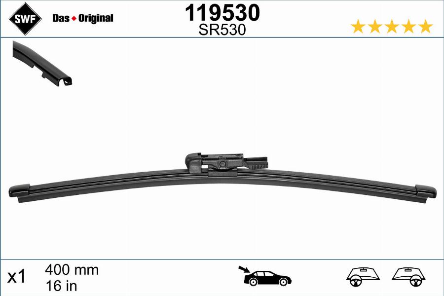 SWF 119530 - Stikla tīrītāja slotiņa autospares.lv