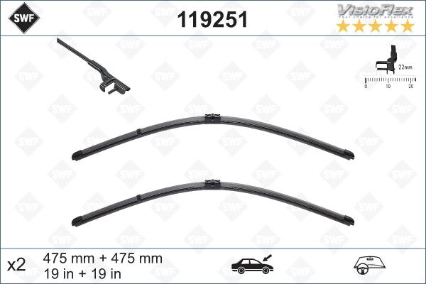 SWF 119251 - Stikla tīrītāja slotiņa autospares.lv