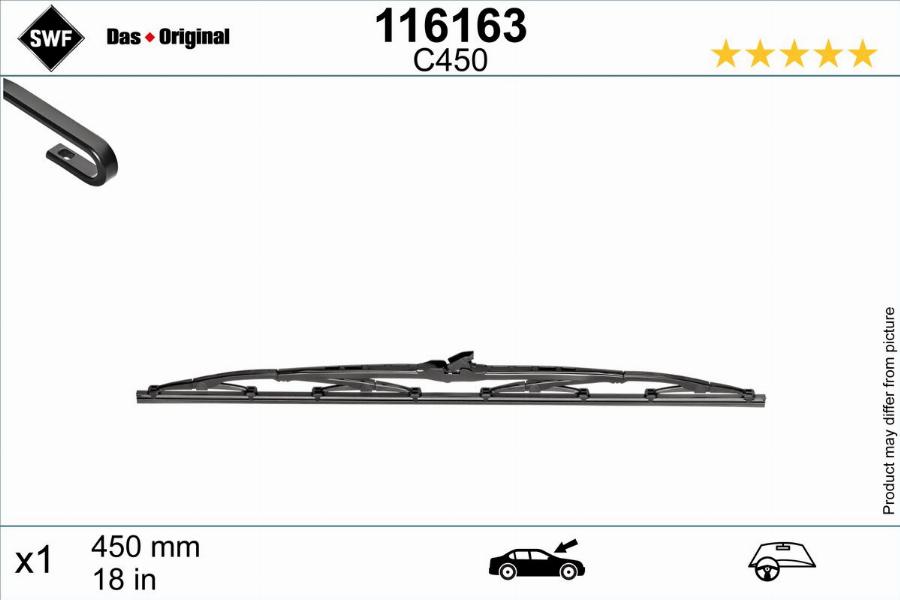 SWF 116163 - Stikla tīrītāja slotiņa www.autospares.lv