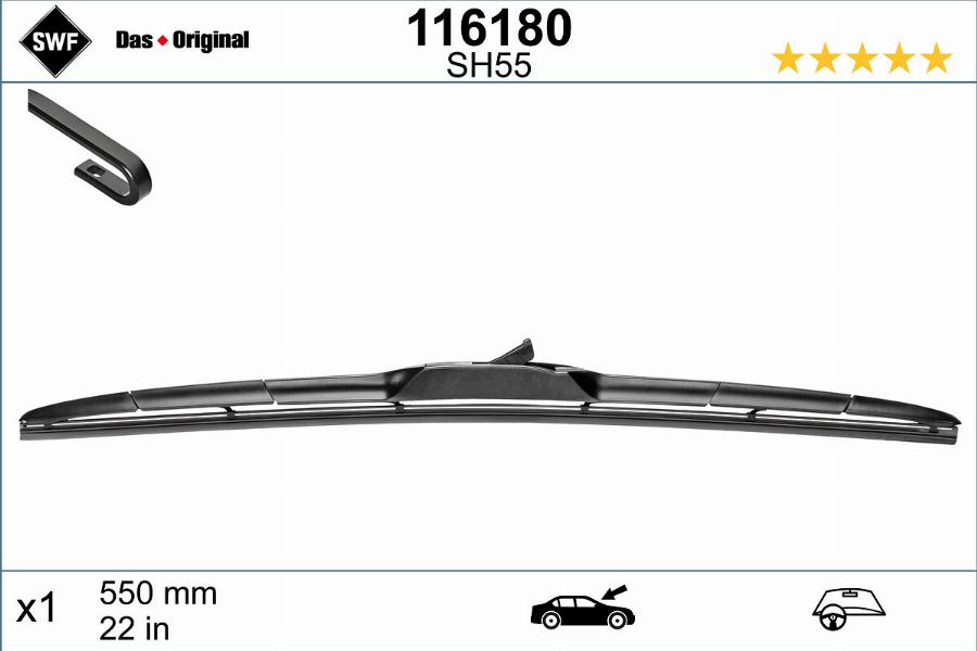 SWF 116180 - Stikla tīrītāja slotiņa autospares.lv