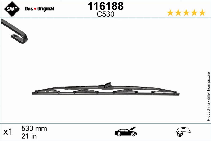 SWF 116188 - Stikla tīrītāja slotiņa www.autospares.lv