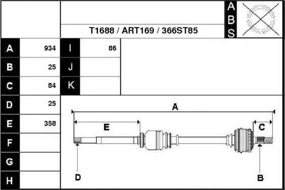 Technika 47366 - Piedziņas vārpsta www.autospares.lv