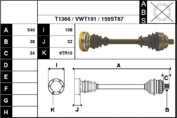 Technika 67159 - Piedziņas vārpsta www.autospares.lv