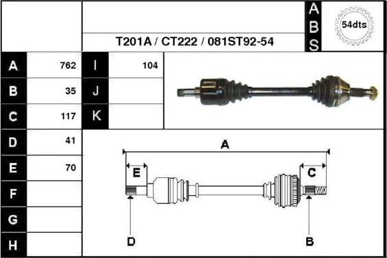 Technika 18081A - Piedziņas vārpsta www.autospares.lv