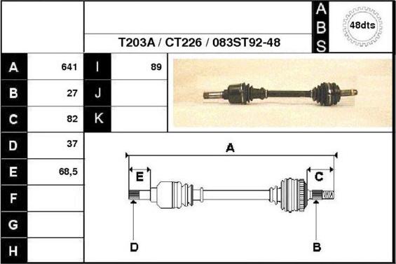 Technika 18083A - Piedziņas vārpsta www.autospares.lv