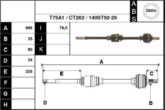 Technika 18140A1 - Piedziņas vārpsta autospares.lv