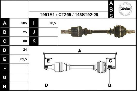 Technika 18143A1 - Piedziņas vārpsta autospares.lv