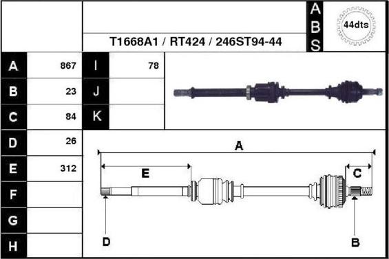 Technika 38246A1 - Piedziņas vārpsta www.autospares.lv