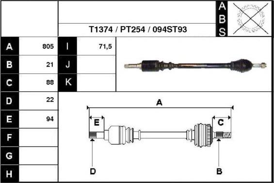 Technika 28094 - Piedziņas vārpsta www.autospares.lv