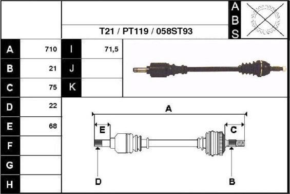 Technika 28058 - Piedziņas vārpsta www.autospares.lv