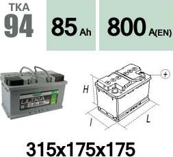 Technika TKA94 - Стартерная аккумуляторная батарея, АКБ www.autospares.lv