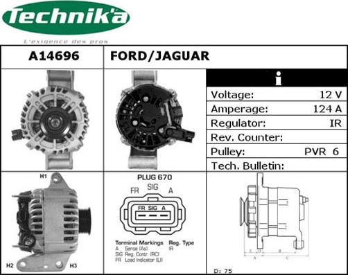 Technika A14696 - Alternator www.autospares.lv