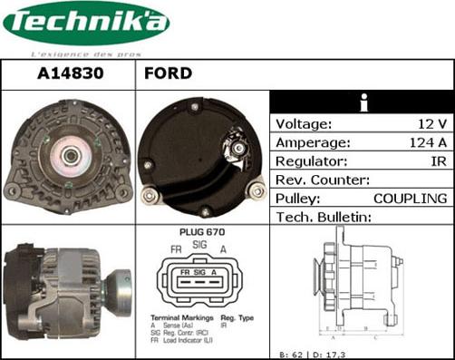 Technika A14830 - Alternator www.autospares.lv