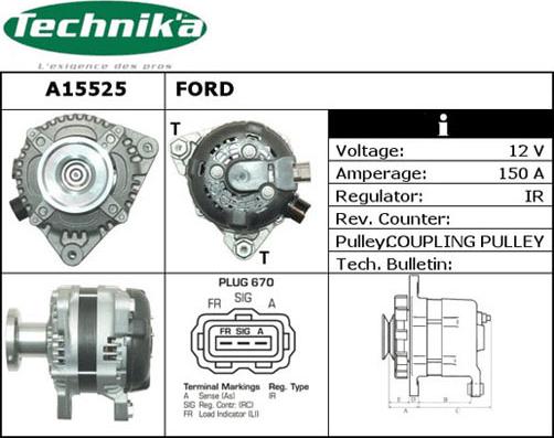 Technika A15525 - Ģenerators www.autospares.lv