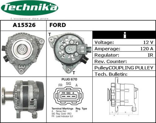 Technika A15526 - Ģenerators www.autospares.lv