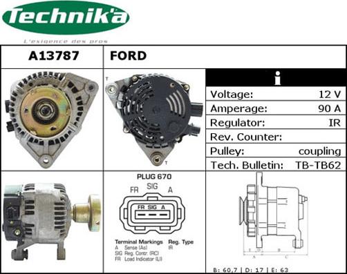 Technika A13787 - Ģenerators www.autospares.lv