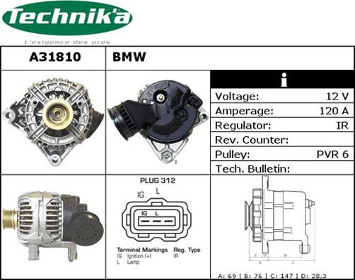 Technika A31810 - Alternator www.autospares.lv