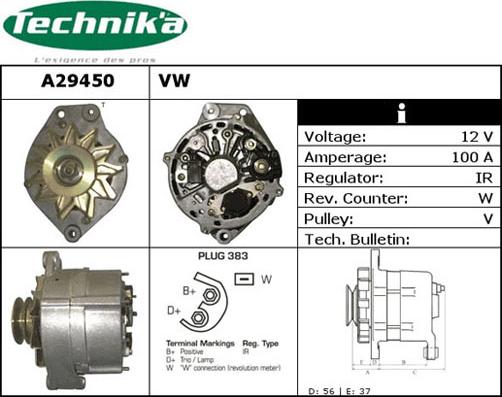 Technika A29450 - Ģenerators autospares.lv