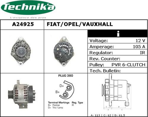 Technika A24925 - Генератор www.autospares.lv