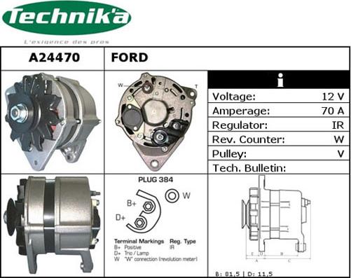 Technika A24470 - Alternator www.autospares.lv