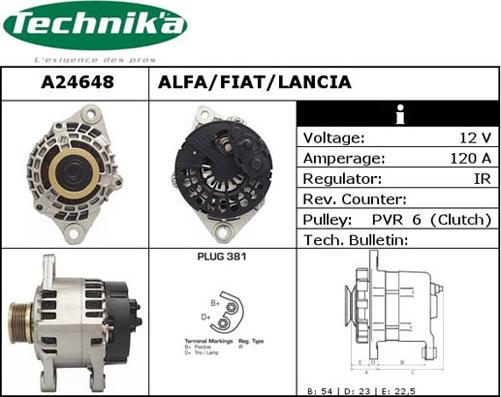 Technika A24648 - Ģenerators www.autospares.lv