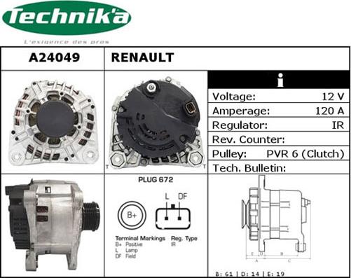 Technika A24049 - Генератор www.autospares.lv