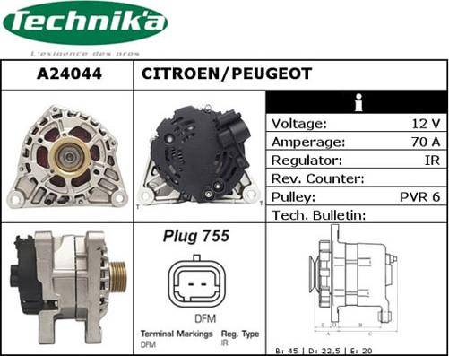 Technika A24044 - Генератор www.autospares.lv