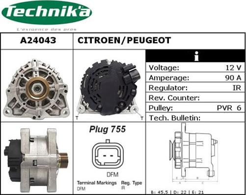 Technika A24043 - Alternator www.autospares.lv