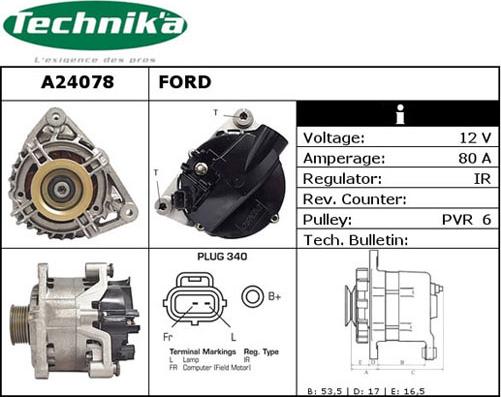 Technika A24078 - Генератор www.autospares.lv