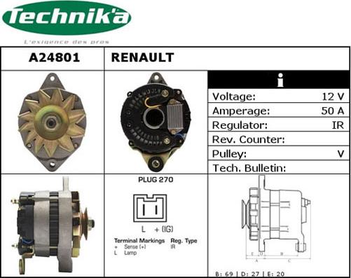 Technika A24801 - Ģenerators autospares.lv