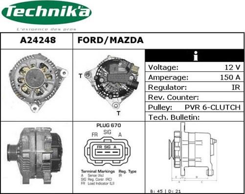 Technika A24248 - Alternator www.autospares.lv