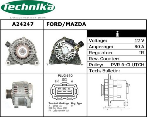 Technika A24247 - Alternator www.autospares.lv