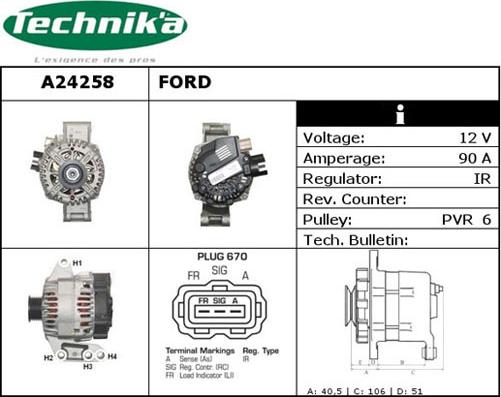 Technika A24258 - Alternator www.autospares.lv