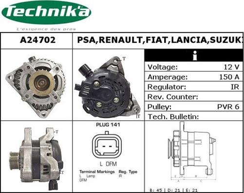 Technika A24702 - Ģenerators autospares.lv