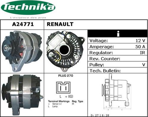 Technika A24771 - Alternator www.autospares.lv