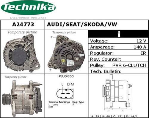 Technika A24773 - Alternator www.autospares.lv