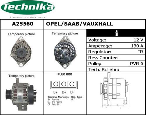 Technika A25560 - Alternator www.autospares.lv